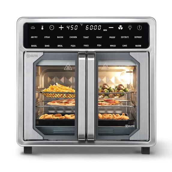 Open Box Kitchen Elite 16 Qt French Door Air Fryer Oven, Countertop Cooker