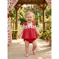 thumbnail image 4 of BemeyourBBs Newborn Baby Girls Summer Clothes Cute Infant Baby Girl Strawberry Outfits Strawberry Embroidery Flutter Sleeves Babydoll Shirt Tops and Elastic Ruffles Shorts Set, 4 of 9