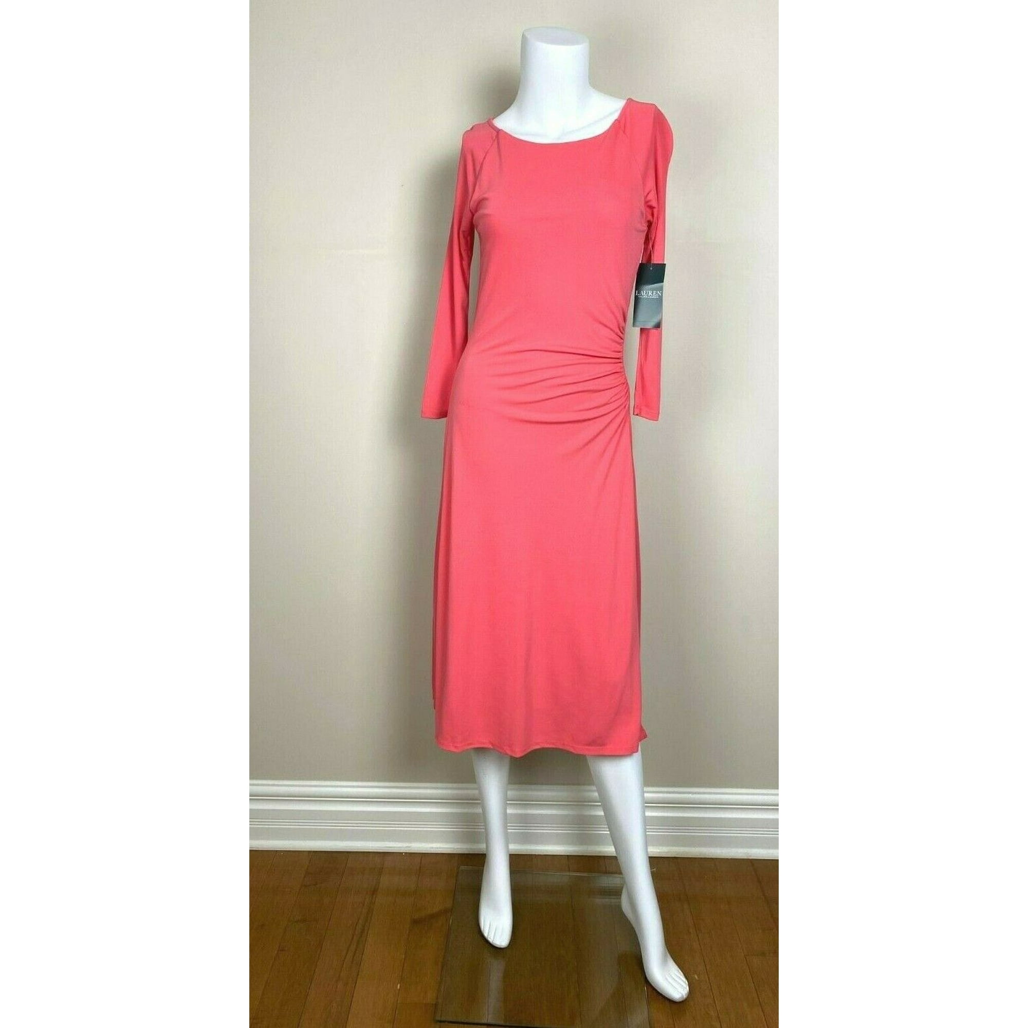 Lauren Ralph Lauren Ruched Stretch Jersey Fit & Flare Dress In Pink Size L  $180 - Walmart.ca