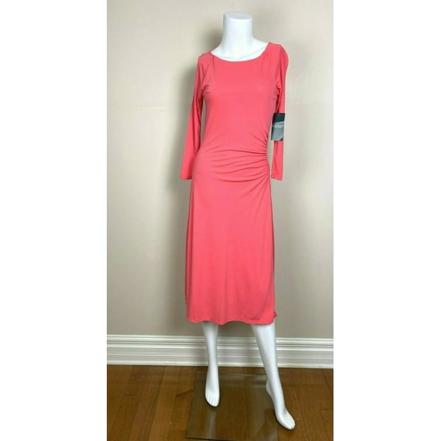 Lauren Ralph Lauren Robe Ajustée et Évasée en Jersey Extensible Froncé Rose Taille g 180 $