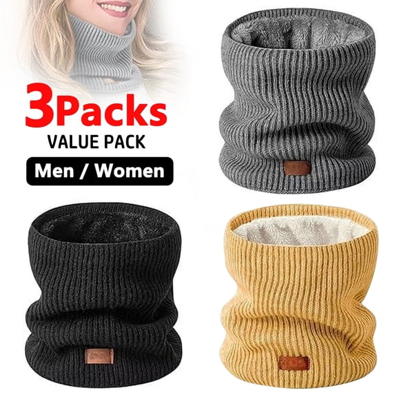 Genreen Winter Neck Gaiters for Men 3 Pack,Neck Warmer Men Women with Thermal Thick Warm Fleece Lined Cold Weather