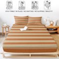 thumbnail image 5 of Queen Size Fitted Sheet Set - Terracotta Orange Stripes 3 Piece Bedding Sets 16" Deep Pocket Fitted Sheet with 2 Pillowcases, Modern Striped Cream Brushed Microfiber Hotel Luxury Bed Sheets, 5 of 9