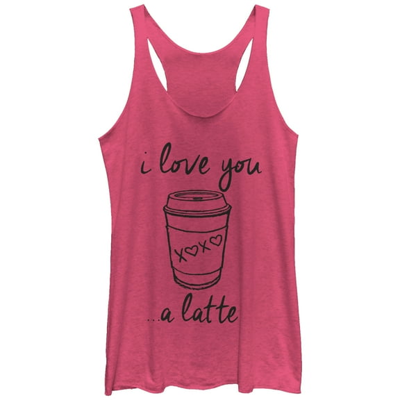 Women's CHIN UP I Love You a Latte Cup  Racerback Tank Top Pink Heather Large
