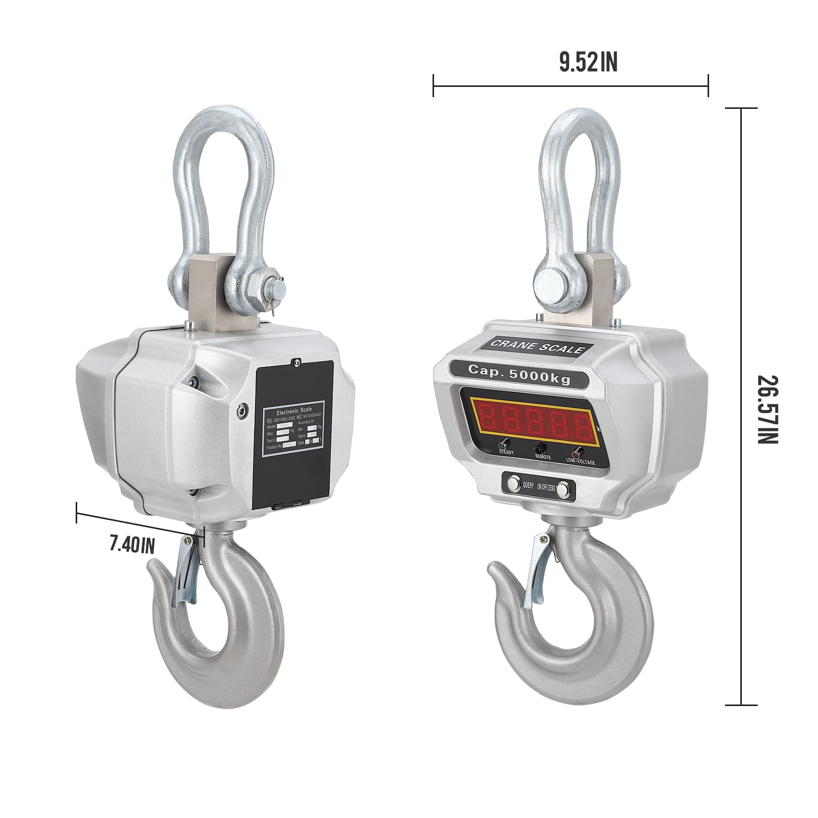 EastVita Industrial Crane Scale,Max Weight 11000lbs/5T,LED Remote Control Display,High Precision Digital Hanging Scale,Construction,Factory,Cast Aluminum