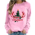 thumbnail image 2 of asdoklhq Christmas Women Sweatshirt Women's Round Neck Christmas Printed Sweatshirt Long Sleeved Top Sweatshirt Pink S, 2 of 6