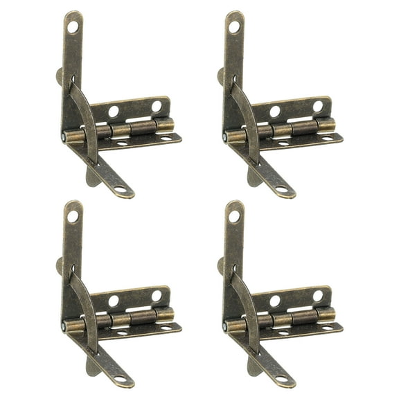 10Pcs Box Quadrant Hinge, 30x32mm Box Hinge Cases with Side Rail Retaining Arm 90 Degree Folding Support Hinges for Jewelry Wine Wooden Box, Bronze