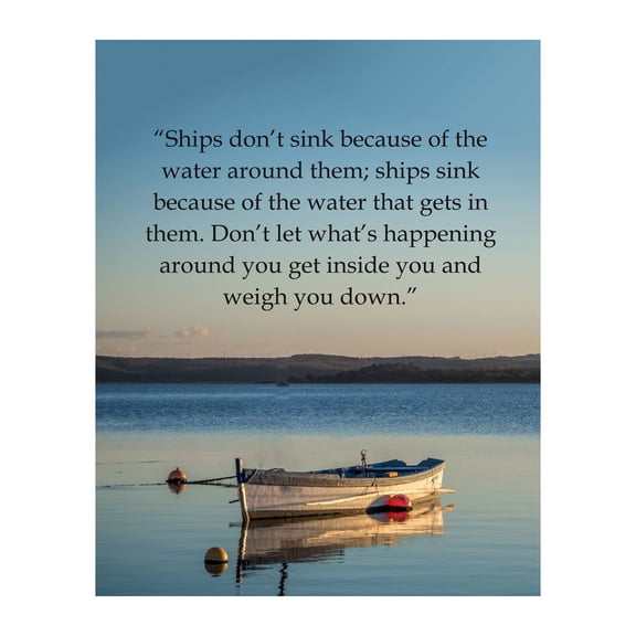 Ships Dont Sink - Inspirational Wall Decor, Motivational Boat & Lake Christian Wall Art Print poster , Ideal Decoration For Home Decor, Office Decor, Bedroom Decor, or Living Room Decor