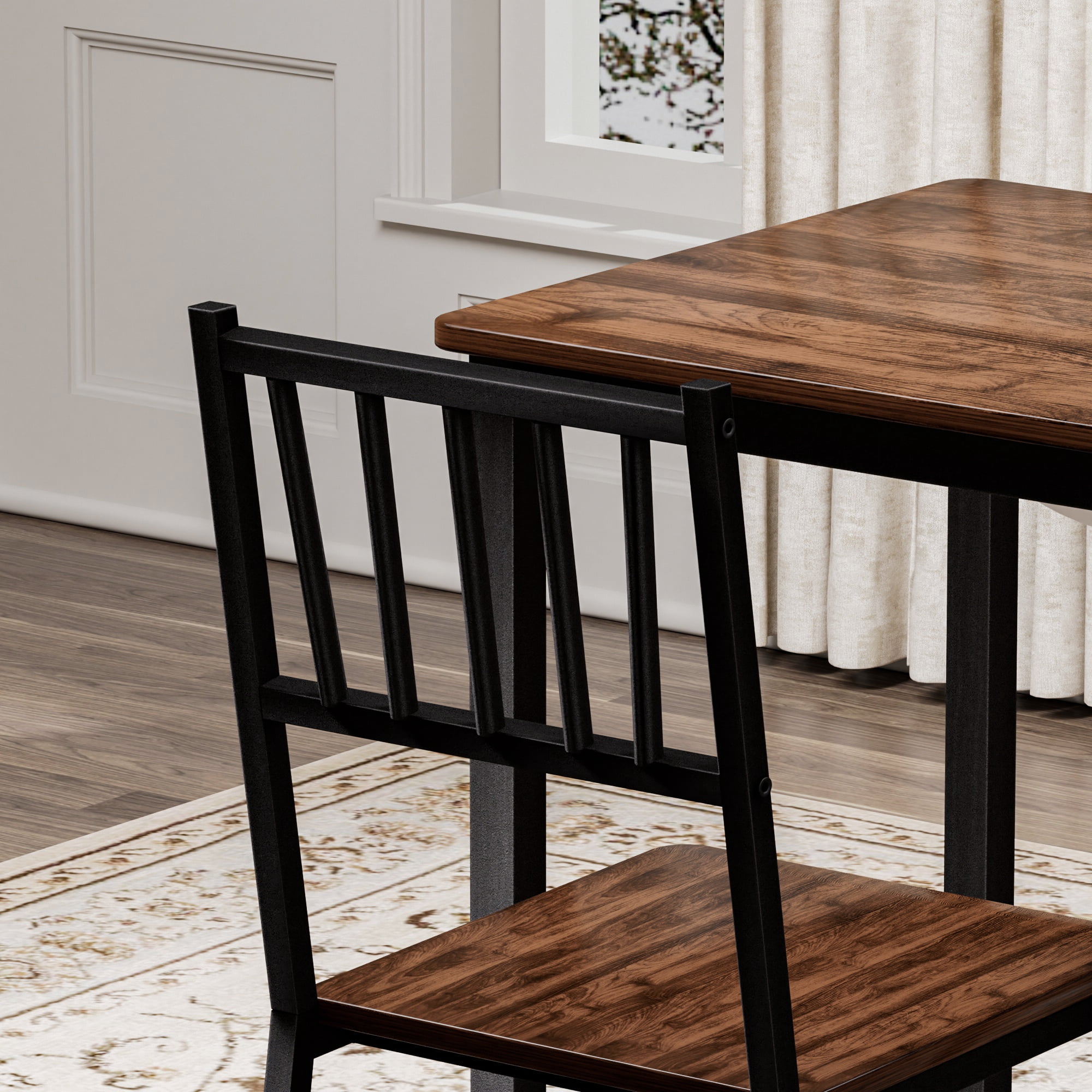 Aukfa 3 Piece Dining Table Set for 2, Space-Saving Kitchen Table Set with 2 Chair & Steel Frame for Small Spaces,Black