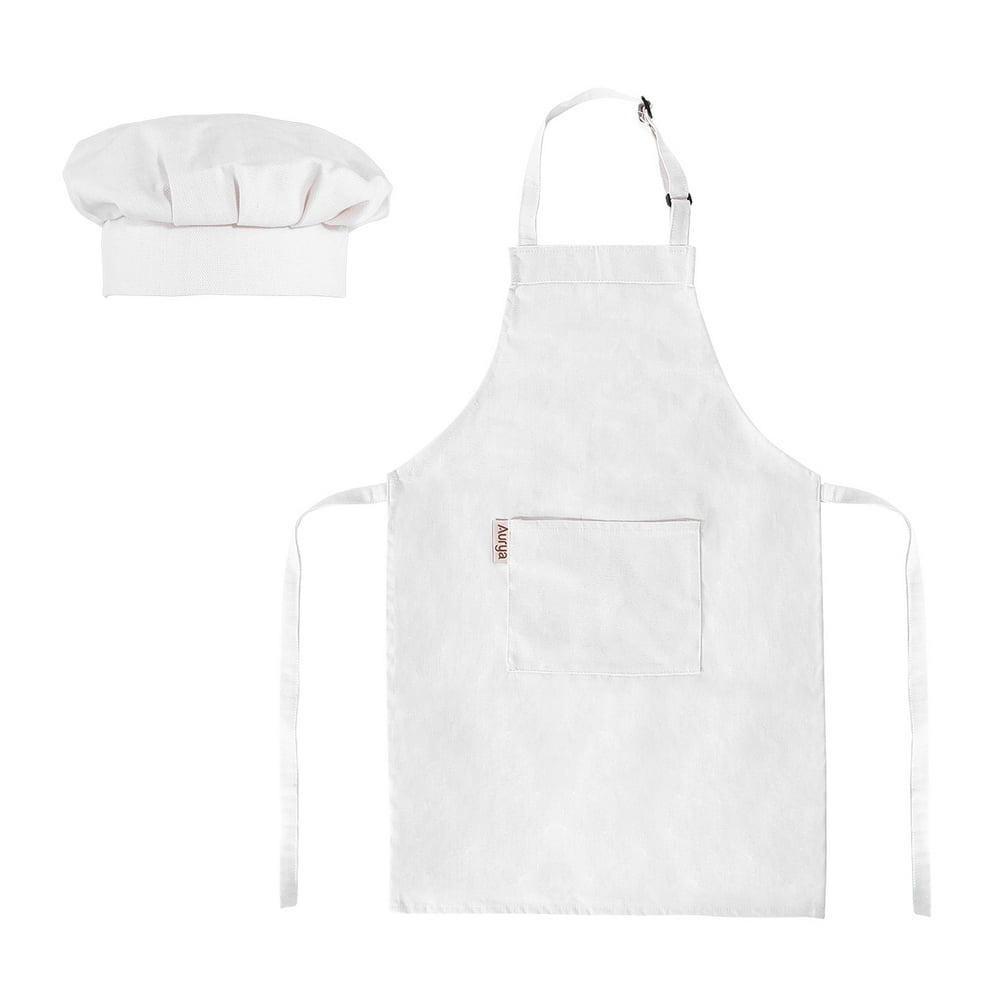Kids Apron and Chef Hat SetAdjustable Child Apron for Boys and Girls