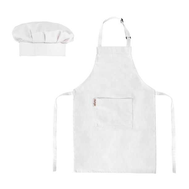 Kids Apron and Chef Hat SetAdjustable Child Apron for Boys and Girls