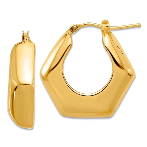 14k Solid Yellow Gold Polished Hoop Earrings 23.9x23.3mm Wide 6.5mm Thick Hoop Earring for Women