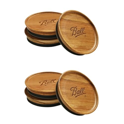 Ball Wide Mouth Wooden Storage Lids, 3-Count, Pack of 2 (6 Lids Total)