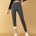 thumbnail image 4 of Women Winter Warm Thick Leggings Fleece Lined Stretchy Soft Thermal Sherpa Pants High Waist Tights Dark Gray S, 4 of 5