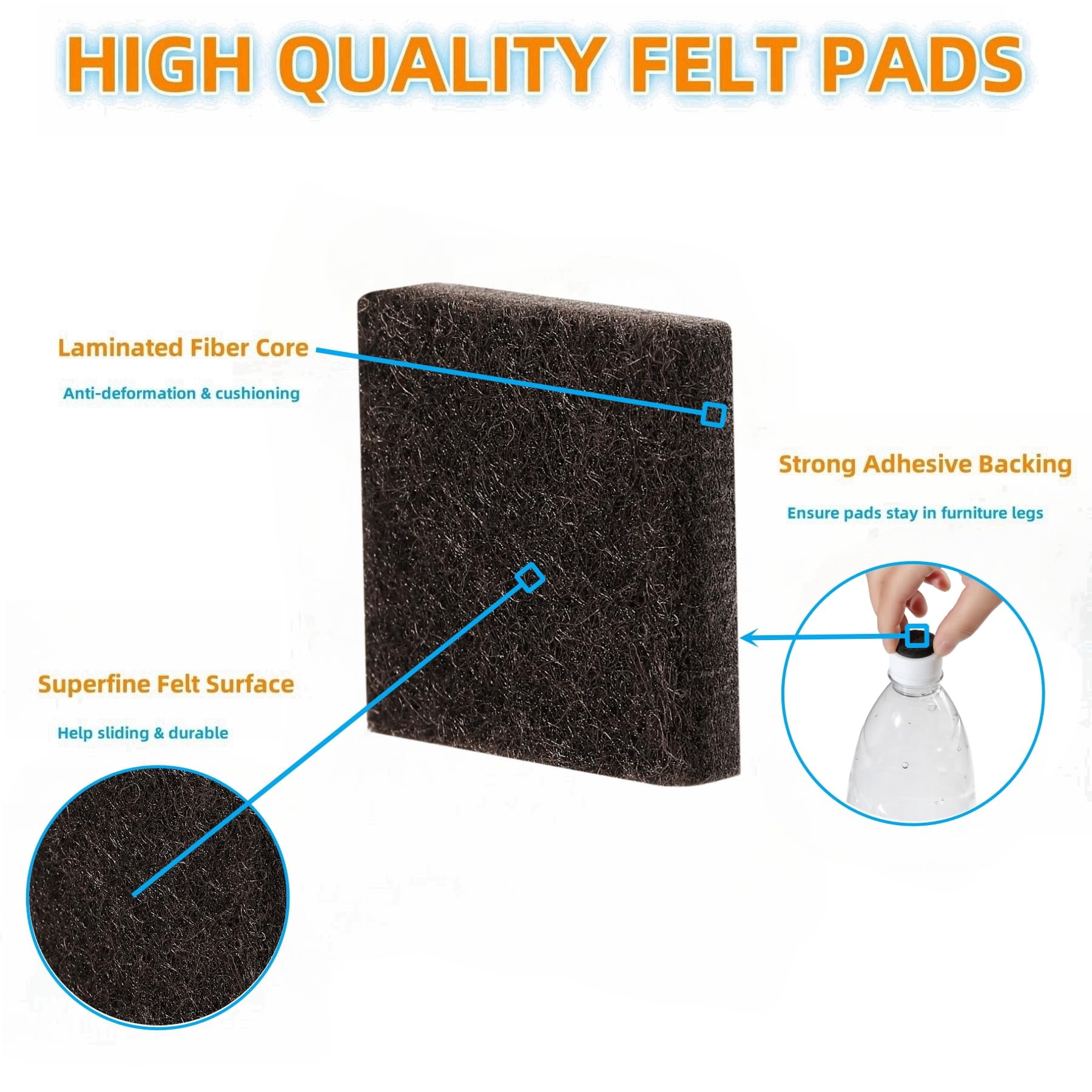 Felt Strips With Adhesive Backing For Furniture - Pads Hardwood Floors  Chair Feet Floor Protector Sliders 30 3 X 1/2" Rectangular Brown