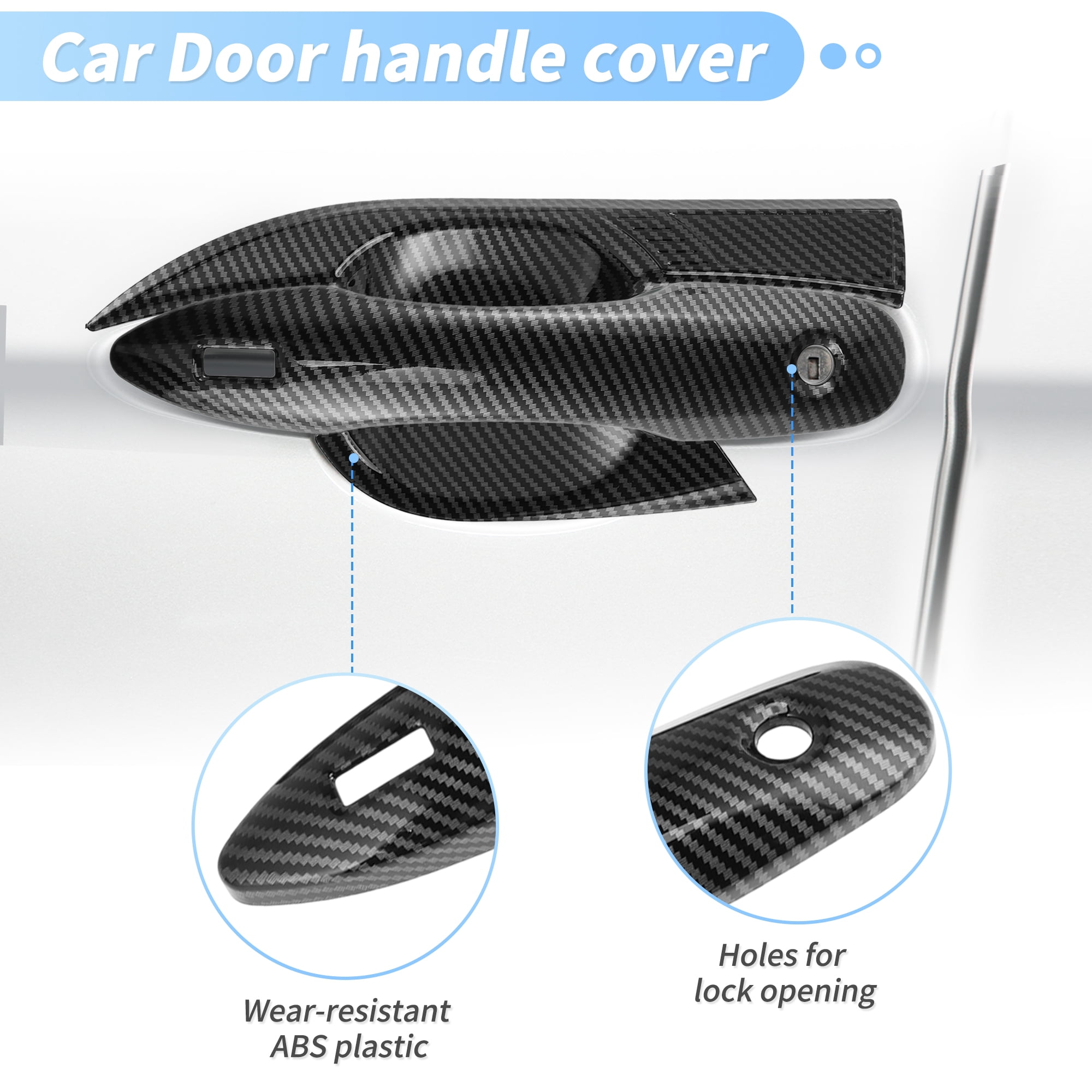 Unique Bargains Exterior Door Handle Cover for Toyota Camry 2018-2024 Black Carbon Fiber