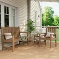thumbnail image 2 of Stoog Two Person Outdoor Garden Bench with Armrest, Loveseat Porch Chair with 800 lbs Capacity, HIPS All-Weather for Patio Porch Backyard Park, Teak, 2 of 7