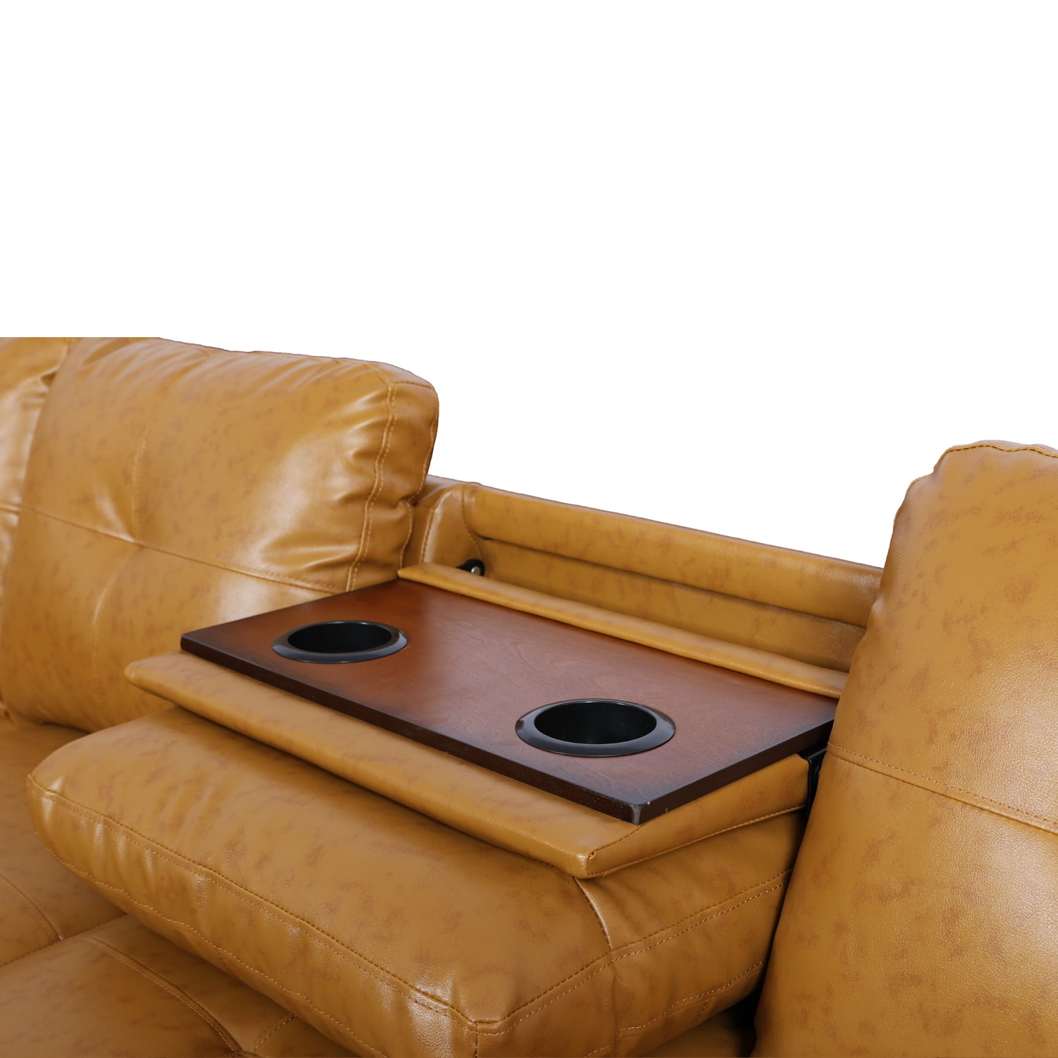Hommoo L Shaped Flippable Backrest Sectional Couches and Sofas, 4-Seat Semi PU Synthetic Leather Sectional Sofa Sets, Modern Living Room Furniture Sets, 15' Back Height, Ginger(No Ottoman)