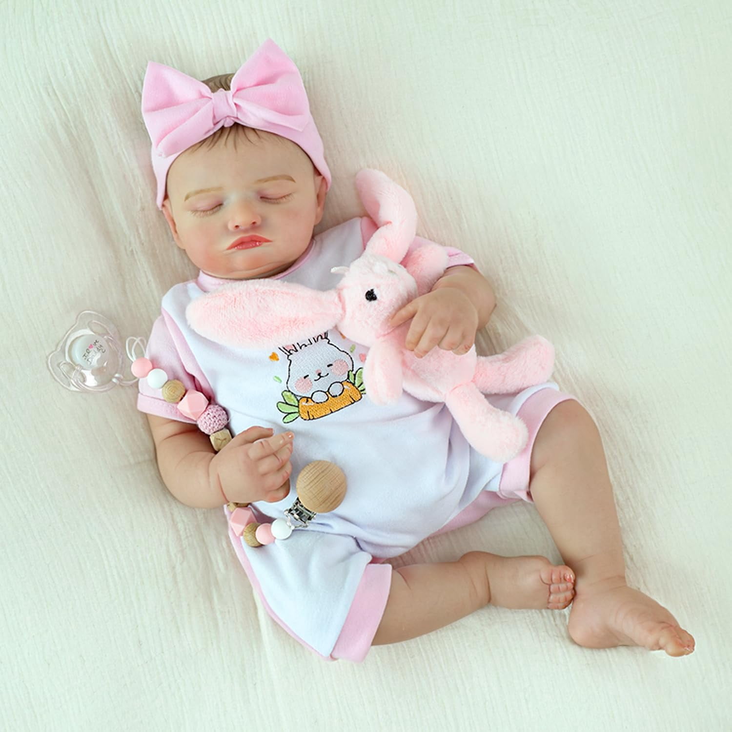 Lifelike Reborn Baby Dolls-20 inch Sleeping Realistic Newborn Baby Dolls, Soft Body with Feeding Toy