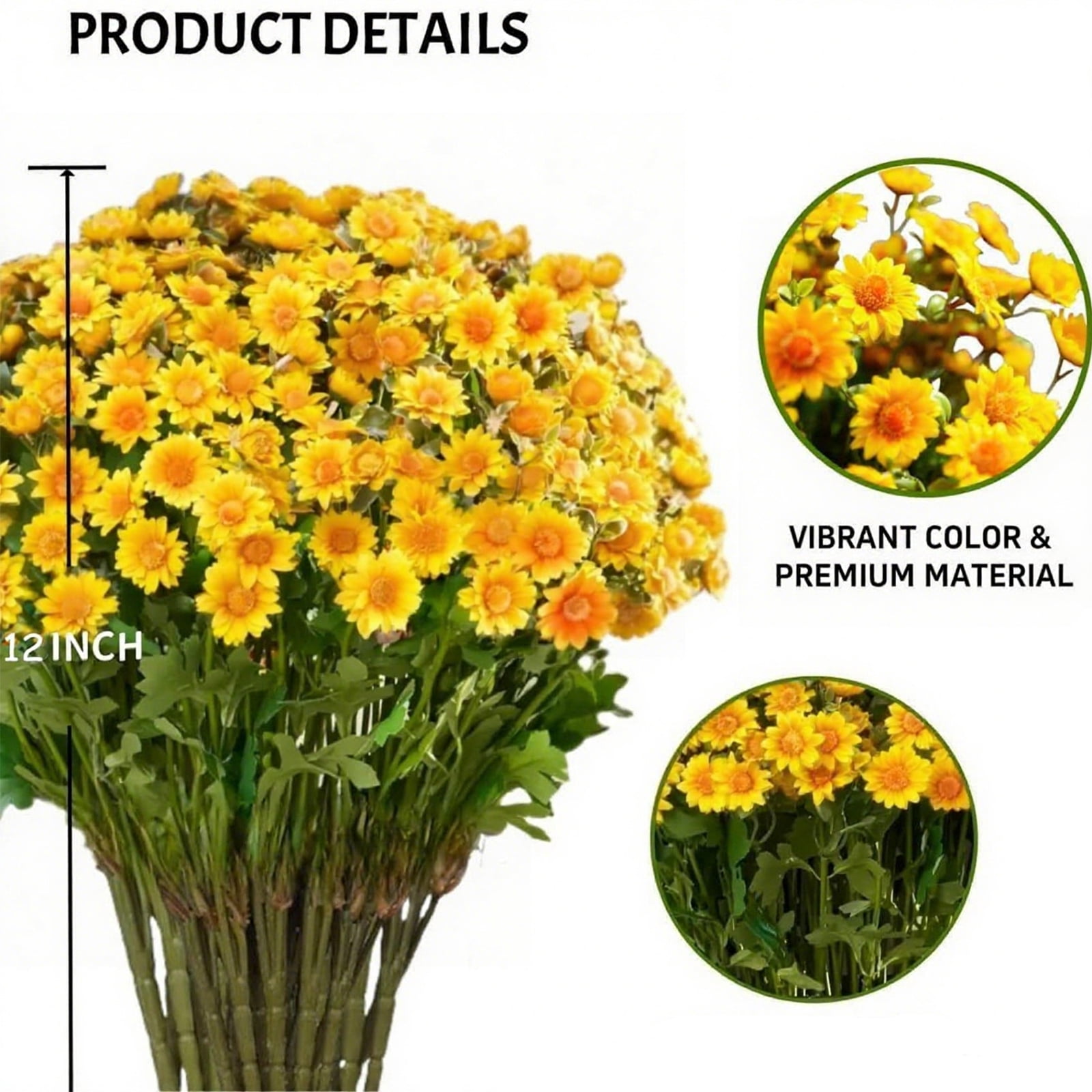 20 Bundles Artificial Mums - Artificial Outdoor Sunset Flowers, UV Resistant, Waterproof, Windproof, Look Real for Front Door Porch Patio Yard Balcony