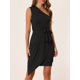 thumbnail image 2 of Vestido de fiesta con cinturón y dobladillo cruzado fruncido de un hombro para mujer Negro M, 2 of 5