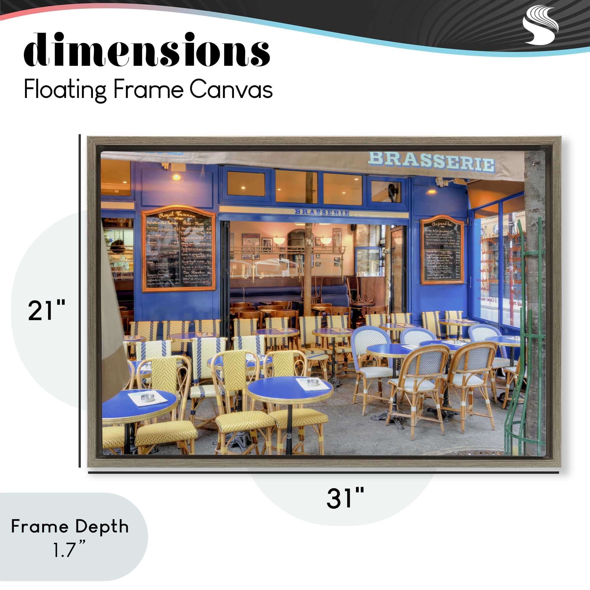 Stupell Industries Parisian Brasserie Terrace Brown Framed Floater Canvas Wall Art, design by Alan Blaustein