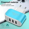 thumbnail image 3 of Wall Mount Smartphone Charger with LED Indicator 3-Port USB Travel Adapter for Fast Device Charging, 3 of 5