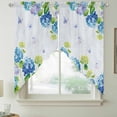 thumbnail image 2 of Blue Hydrangea Floral Swag Curtains for Kitchen/Bedroom/Living Room, Spring Butterfly Watercolor Flower Scalloped Curtains 63 Inch Long, Window Swag Topper Curtains Valances 2 Panels Set 36"x63", 2 of 8