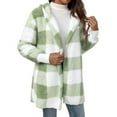 thumbnail image 3 of TrdSipl Womens Plaid Sherpa Fleece Jacket 2025 Fall Winter Casual Thermal Cardigan Long Open Front Fashion Fuzzy Coat Outerwear with Pocket, 3 of 6