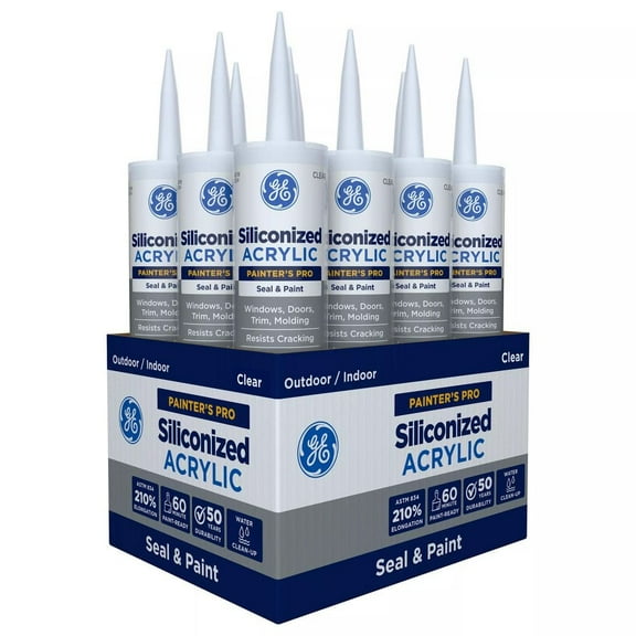 Painter's Pro 10.1 oz. Siliconized Acrylic Latex Caulk Windows, Doors, Trim, and Molding Clear (12-Pack)