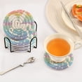 thumbnail image 5 of Rainbow Or Unicorn and Stars 6 Pcs Drink Coasters with Holder Absorbent Coasters Woven Coasters for Drinks Table Desk Protection Home Decor, 5 of 7