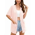 thumbnail image 3 of Uvplove Womens Plus Size Short Sleeve Lightweight Cardigan For Women Casual Loose Thin Cardigan Tops With Pockets,Light Pink,XXLarge, 3 of 10