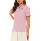 thumbnail image 4 of INSPIRAR CHIC Blusas de Verano para Mujeres de Color Sólido con Lazo en el Cuello y Mangas Cortas para Usar en el Trabajo Rosa Claro S, 4 of 6