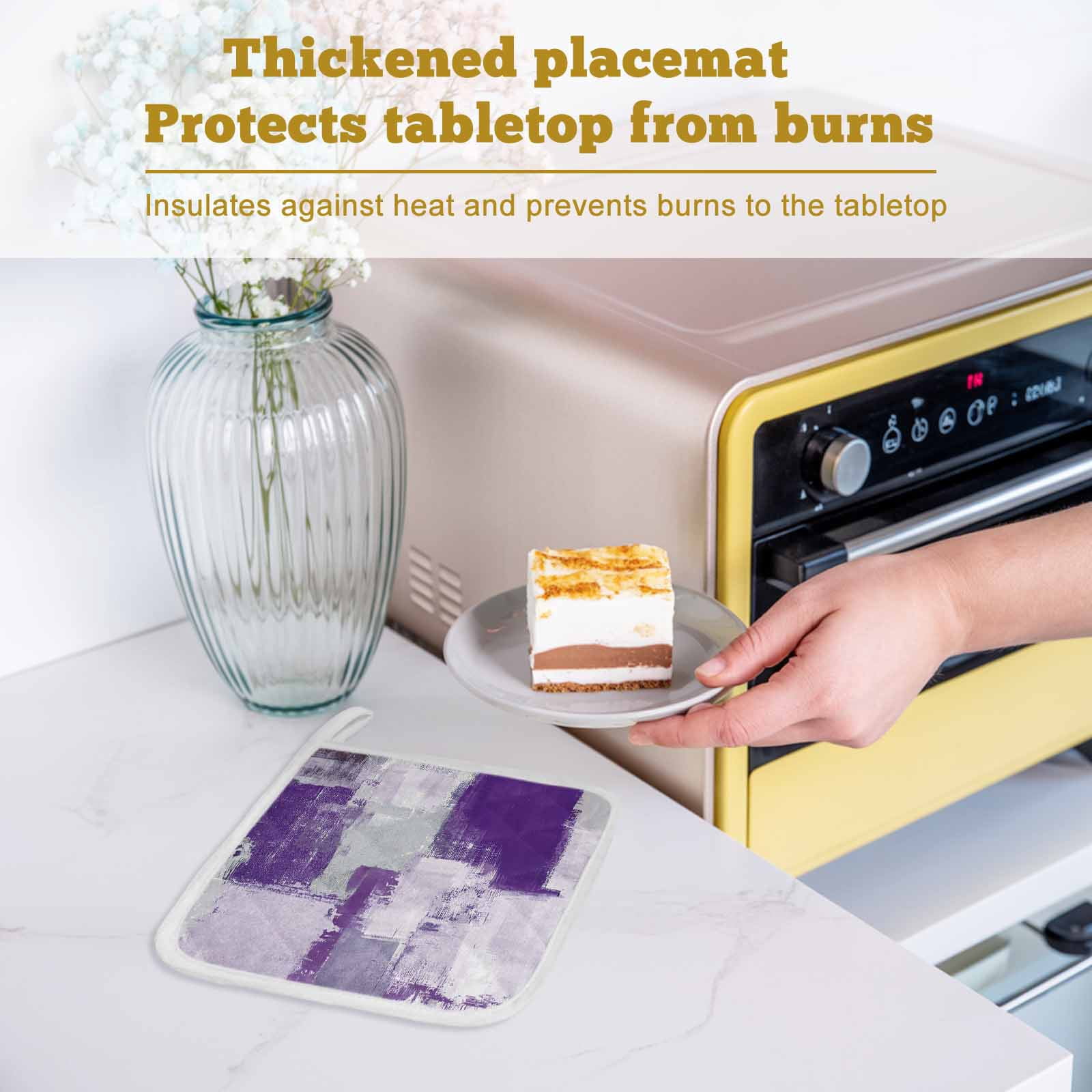 Modern Oil Painting Pot Holders for Kitchen Heatproof Potholder, 5 Pack Purple Grey Abstract Graffiti Art Hot Pads Multipurpose Oven Pads Cloth Potholders Trivet for Cooking Baking