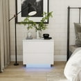 thumbnail image 2 of Modern LED Nightstand High Gloss UV Nightstand With 2 Drawers LED Lights Stylish Bedroom Furniture For Bedroom 19.69in Tall, 2 of 9