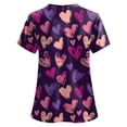 thumbnail image 4 of mgoYE Women Scrub Tops Cotton Scrub Tops for Women Short Sleeve V-neck Stretch Holiday Scrub Shirt Floral Print Workwear with 2 Pockets(Dark Purple,S), 4 of 5