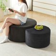 thumbnail image 4 of Resenkos Nesting Coffee Table Set of 2, Upholstered Round Foam Tables for Living Room, Side/End Table Ottoman, No Assembly - Black, 4 of 20