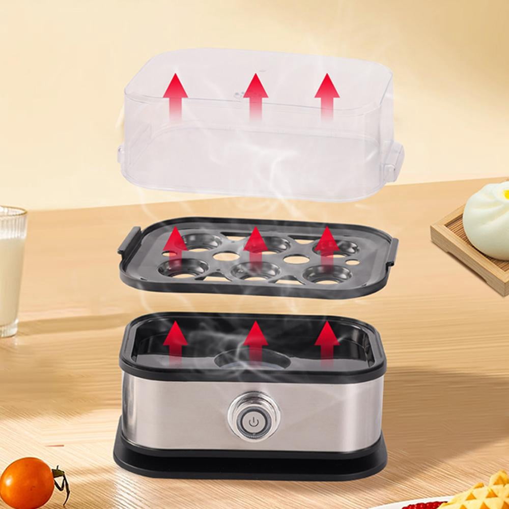 Smart Egg Cooker with Auto Shut, Effortless Egg Cooking with The Stainless Steel Egg Cooker, Electric Rapid Egg Boiler for 6 Eggs, Multi-Function Soft, Medium, Hard Boile