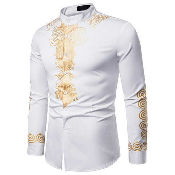 Utoimkio Men's Floral Dress Shirts Long Sleeve Casual Shirts Floral Embroidery Print Button Down Retro Shirt S-XXL