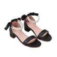 thumbnail image 6 of JAJAHO Girls Floral Princess Dress Shoes Low Heel Sandals Open Toe Hook And Loop Party Wedding Footwear For Little/Big Kids Versatile Shoes, 6 of 7