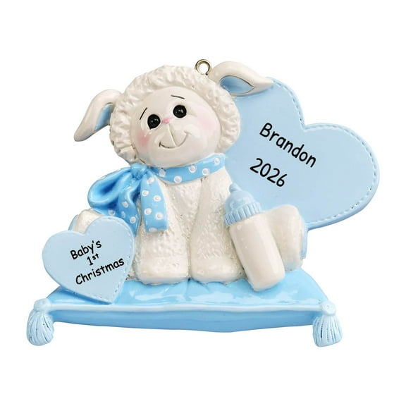 Ornaments by Elves Personalized Blue Baby Sheep 1st Christmas Baby Ornament Holiday Decor 0.25lbs
