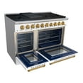 thumbnail image 5 of Akicon 48" Slide-in Freestanding Professional Style Gas Range with 6.7 cu. ft. Oven, 8 Burners, Convection Fan, Cast Iron Grates. White & Gold, 5 of 10