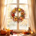 thumbnail image 4 of PSVFUJZ 18 Inch Fall Wreaths for Front Door, Thanksgiving Farmhouse Decor, Artificial Autumn Wreath with Flower Pumpkin Leaf for Thanksgiving Farmhouses Home Outdoor Indoor Decor, 4 of 6