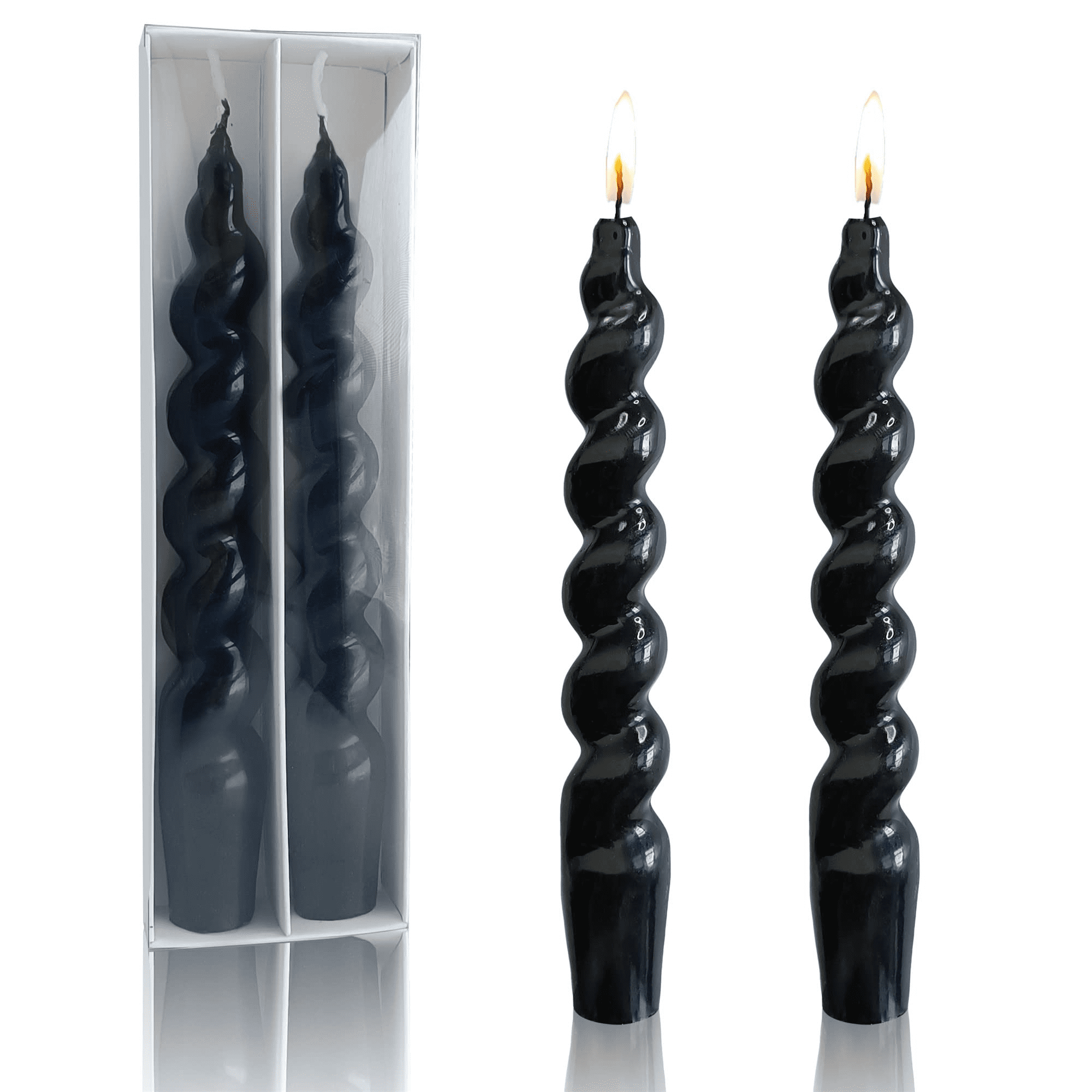 XINAOBAOLUO 7.5 inch Unscented Candles Dripless Taper Candles Black