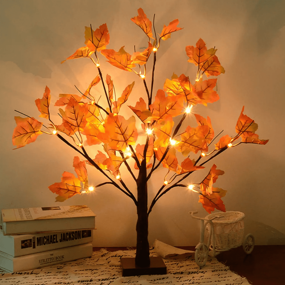 Theirnear Artificial Fall Lighted Maple Tree 24 Led Thanksgiving