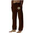 thumbnail image 2 of Dxzfnsa Cotton and linen men's summer beach pants, featuring a loose fit, an elastic waistband with a drawstring, and a daisy pattern joggers for men(Brown,S), 2 of 4
