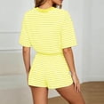thumbnail image 5 of BOOMNY Womens 2 Peice Sets Striped Short Sleeve Tops Shorts Outfits for Women Summer Casual Matching Sets, 5 of 5