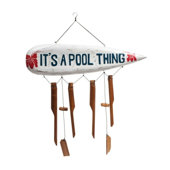 Hand Painted Wooden It's a Pool Thing Wind Chimes Wall hanging Sign