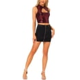 thumbnail image 2 of TANK TOP CORTO SIN MANGAS CON RECORTES EN EL FRENTE PARA MUJERES, AJUSTADO Y CON LENTEJUELAS, COLOR ROJO, 2 of 5