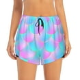 thumbnail image 2 of Pofeuu Purple Dragon Scales Print Women's Athletic Shorts Running Workout Shorts Tummy Control Quick Dry Gym Shorts with Pockets Double layer sports shorts-Large, 2 of 7