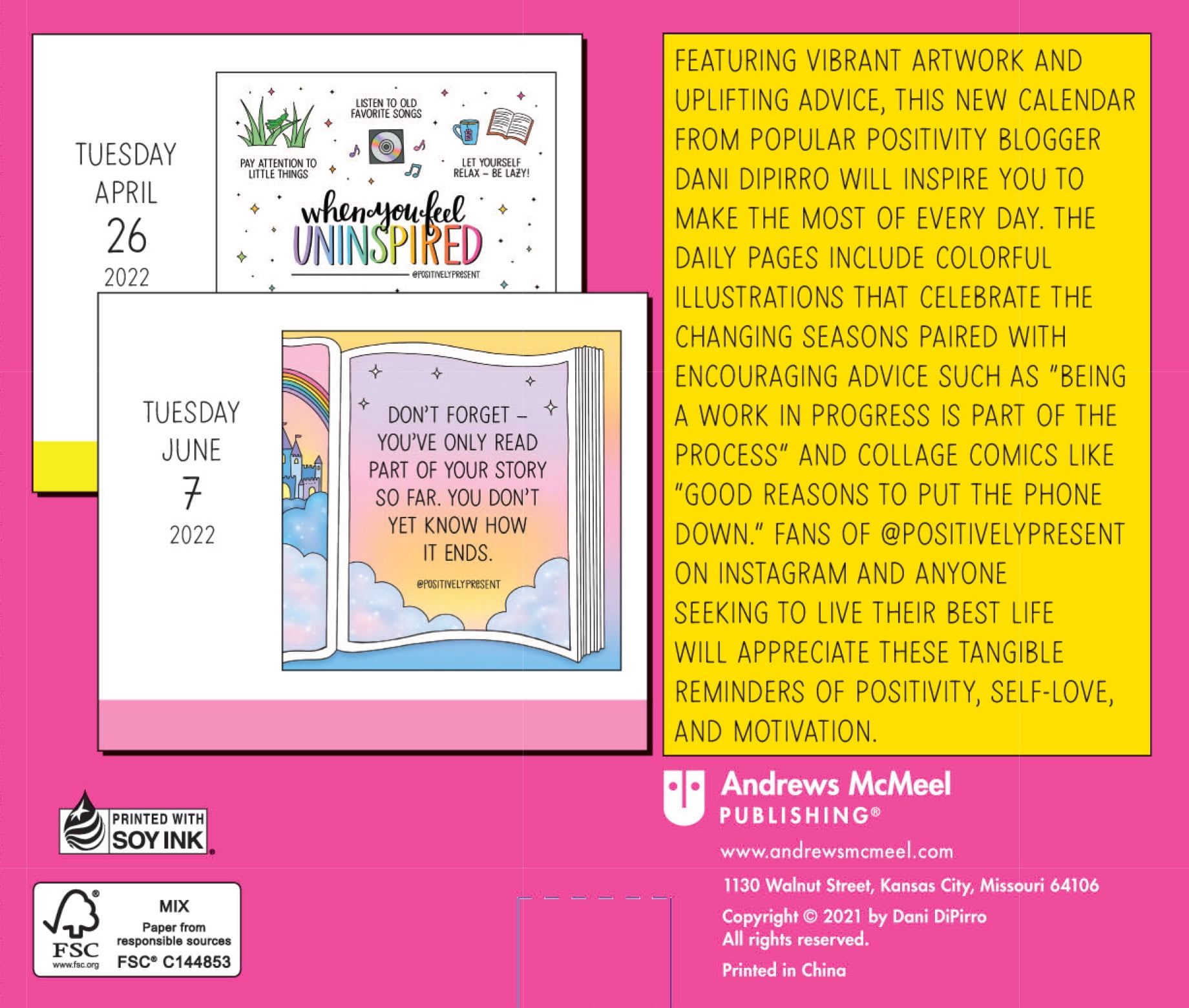 2022 Positively Present 5 237" x 6 182" Day to Day Calendar by Andrews McMeel Publishing